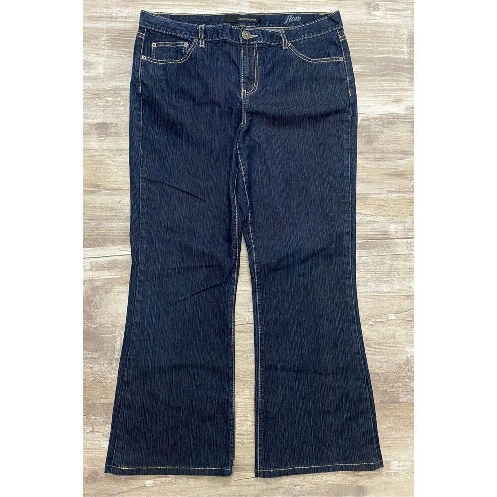 Calvin Klein Flare Jeans Mid Rise Dark Wash Women’s Size 14